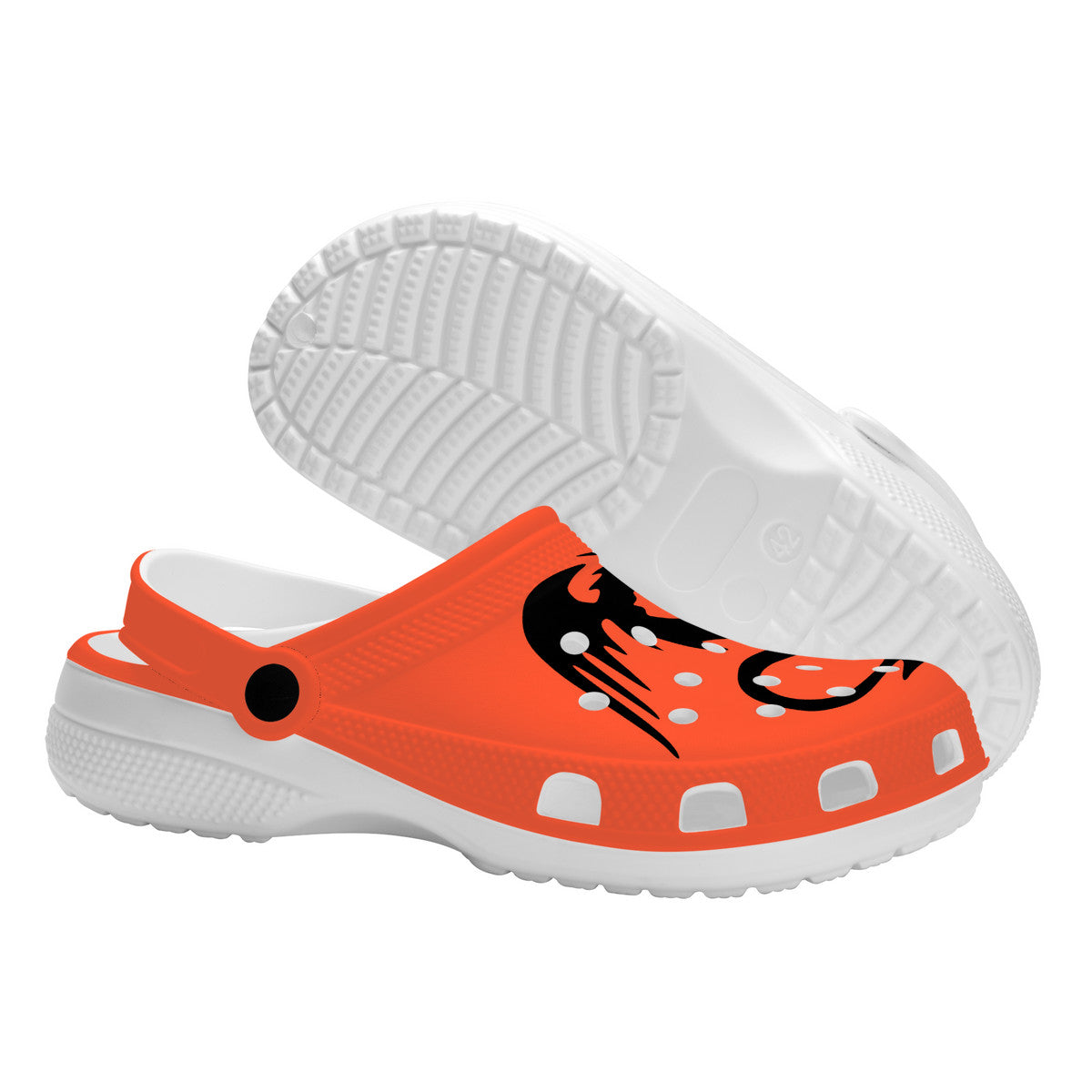 Snooty Fox Art Crocs Clogs - Orange with Black Dragon