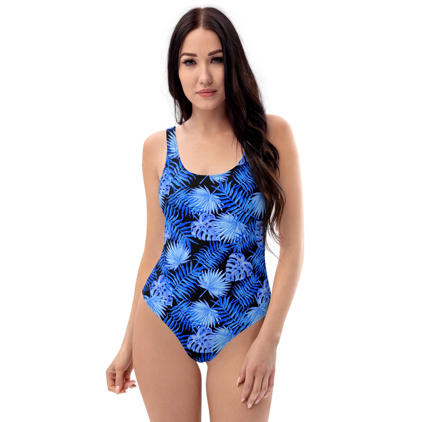 Snooty Fox Art One-Piece Swimsuit - Blue Palm Pattern