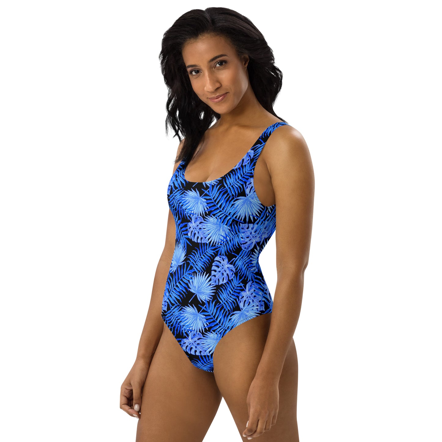 Snooty Fox Art One-Piece Swimsuit - Blue Palm Pattern
