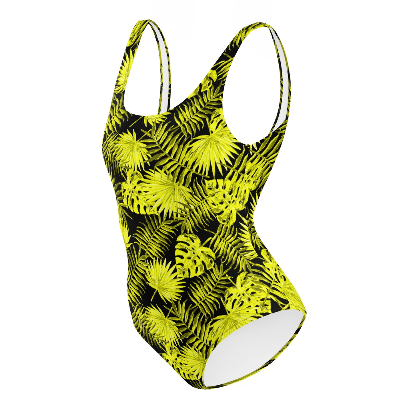 Snooty Fox Art One-Piece Swimsuit - Yellow Palm Pattern