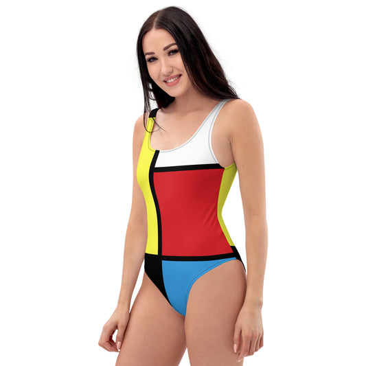 Snooty Fox Art One-Piece Swimsuit - Mondrian Homage