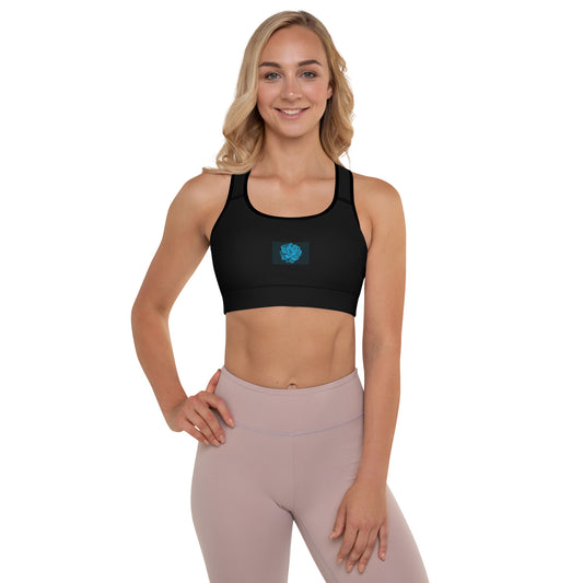 Snooty Fox Art Padded Sports Bra - Blue Aeonium