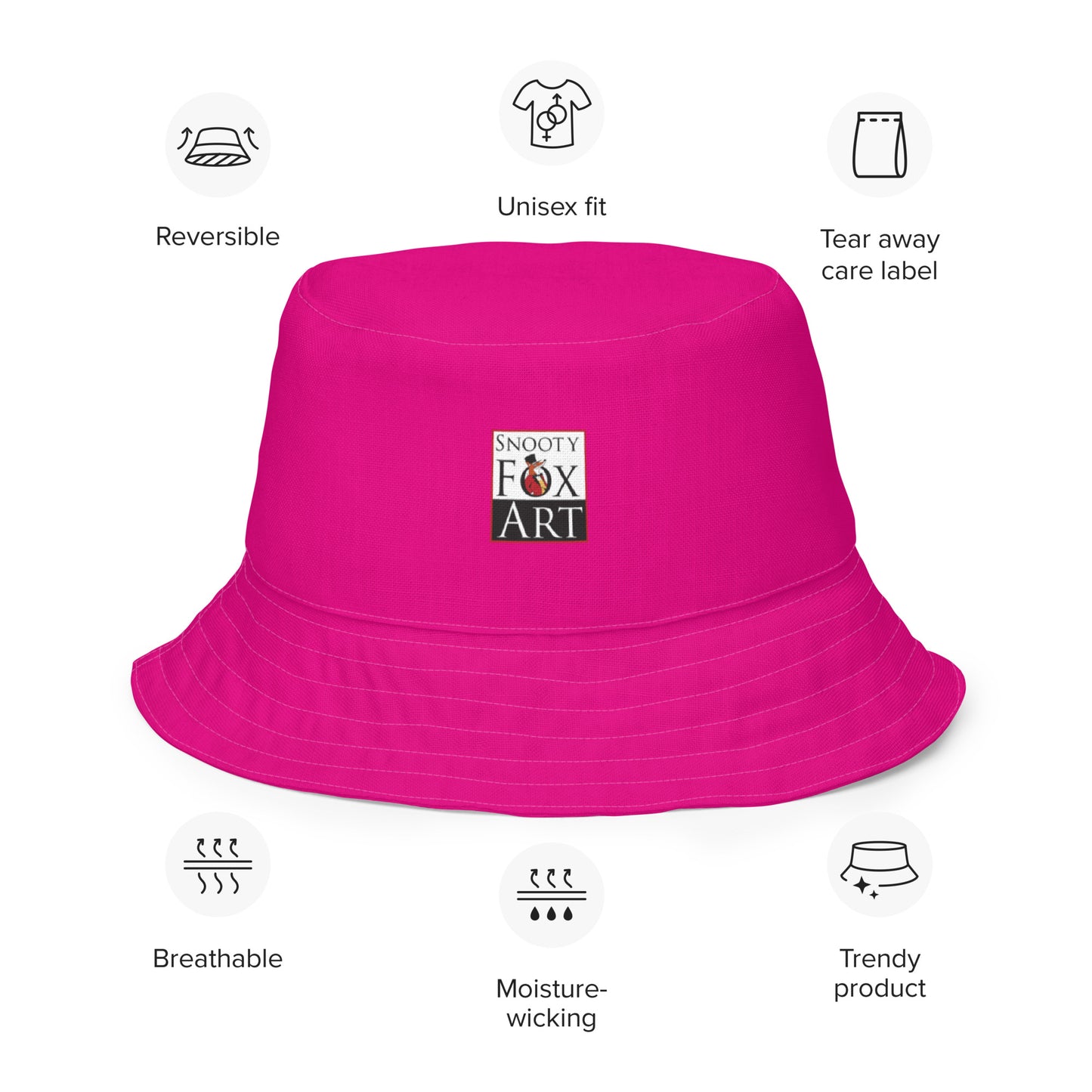 Snooty Fox Art Reversible Bucket Hat - Vanilla Cream / Mexico Pink