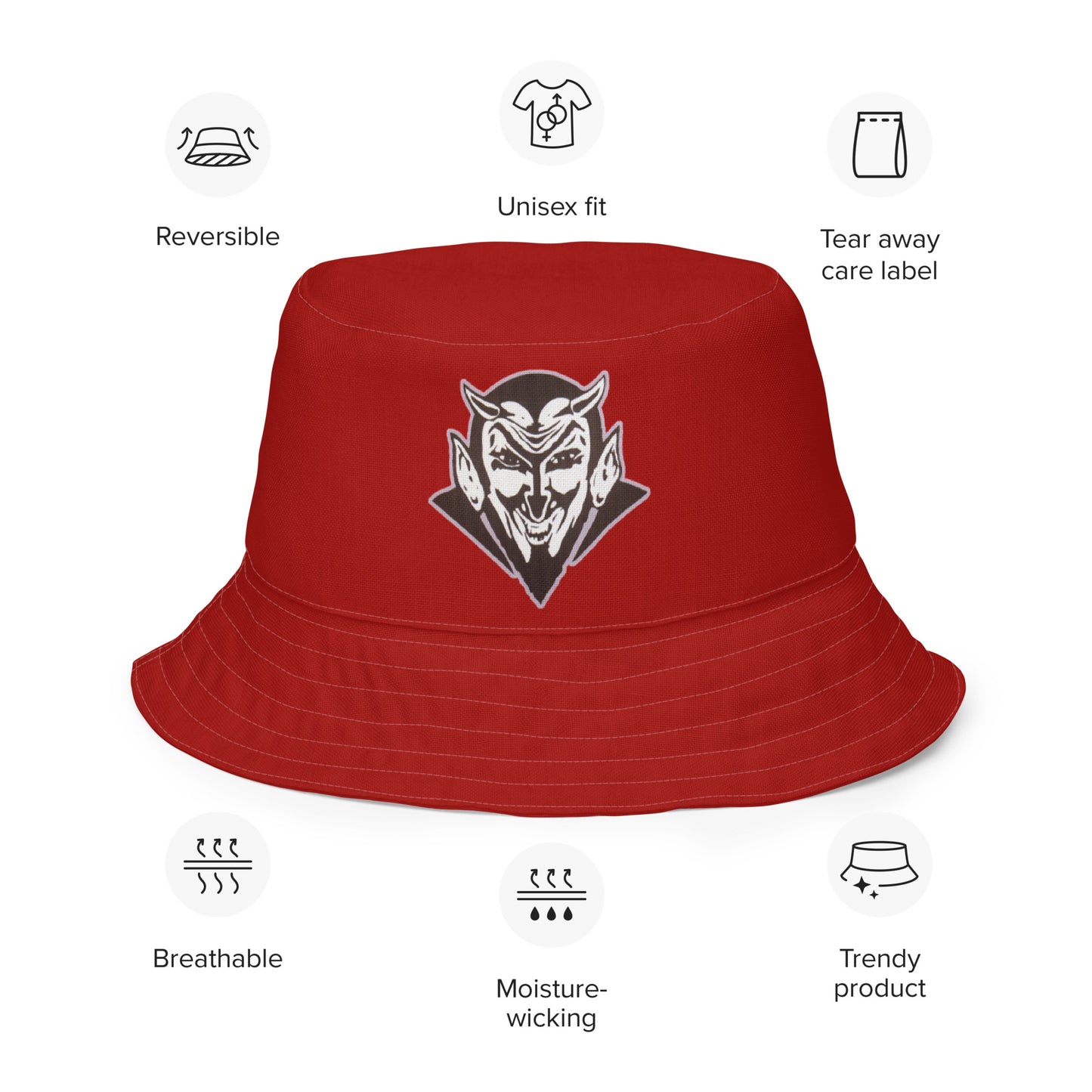 Snooty Fox Art Reversible Bucket Hat - Red Devil