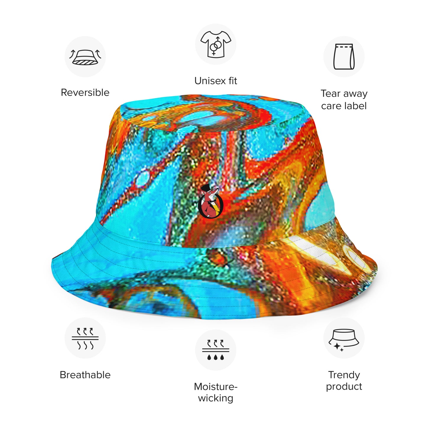 Snooty Fox Art Reversible Bucket Hat - Rock pattern by Romero