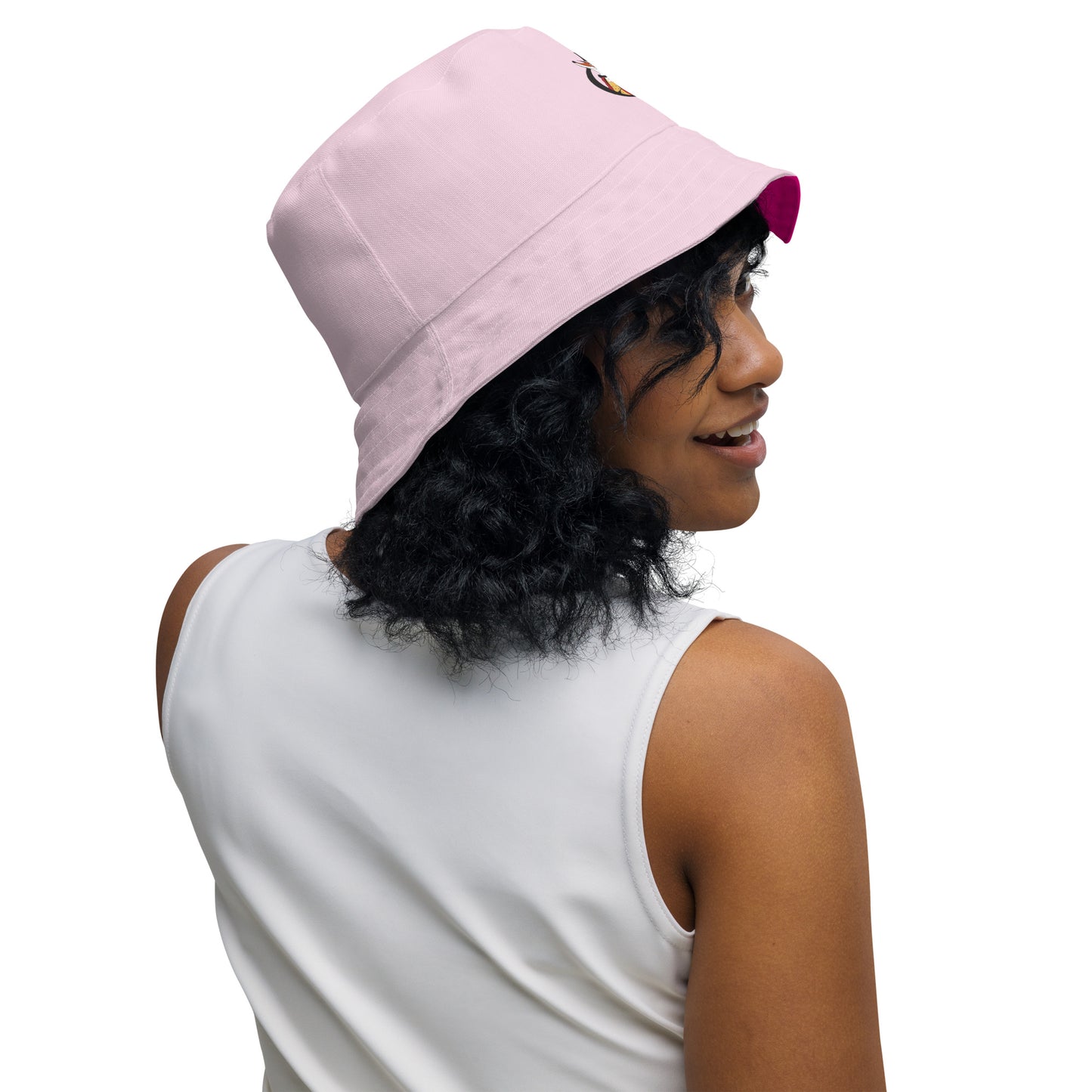 Snooty Fox Art Reversible Bucket Hat - Vanilla Cream / Mexico Pink