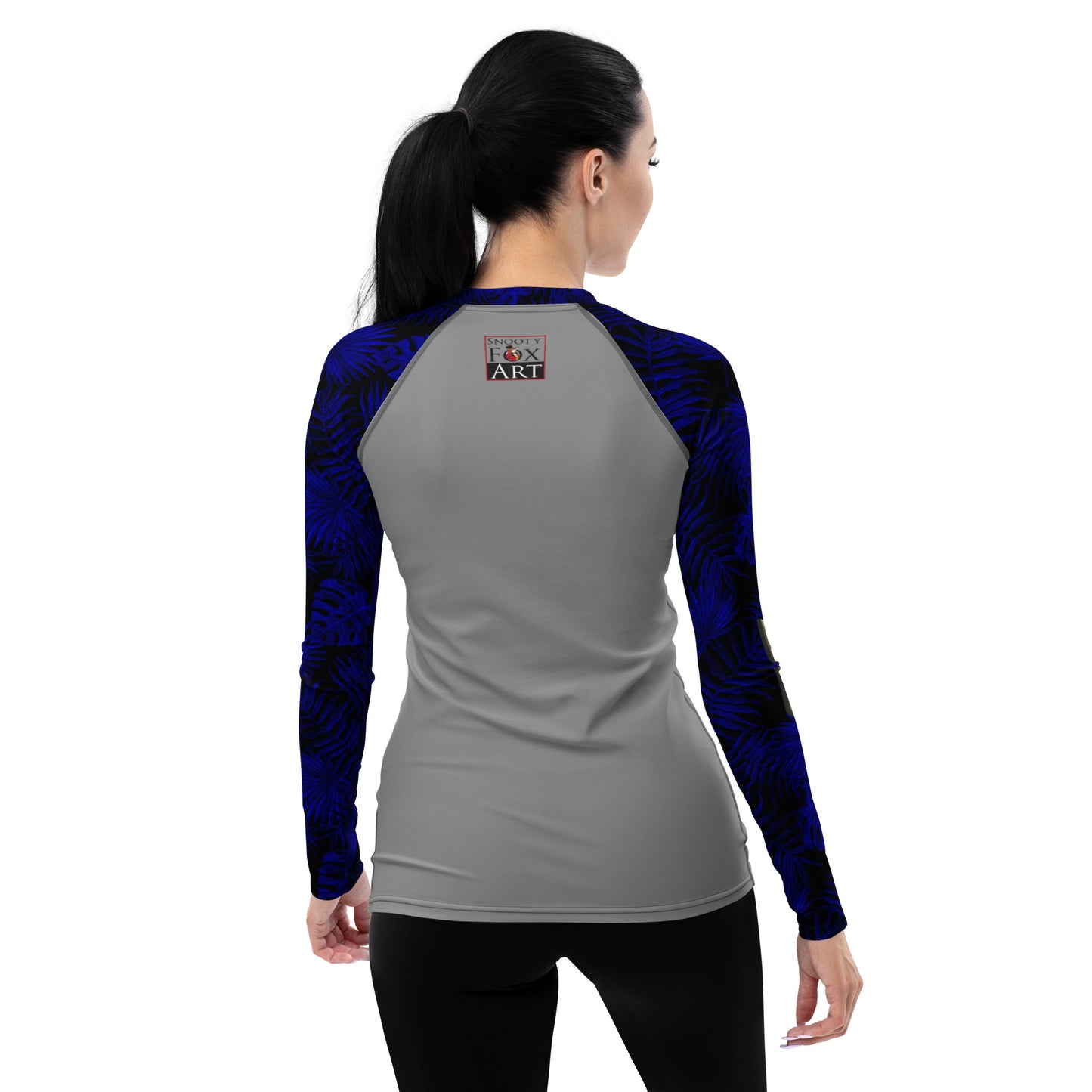 Snooty Fox Art Women's Rash Guard - Calistyle - Dark Blue Palms