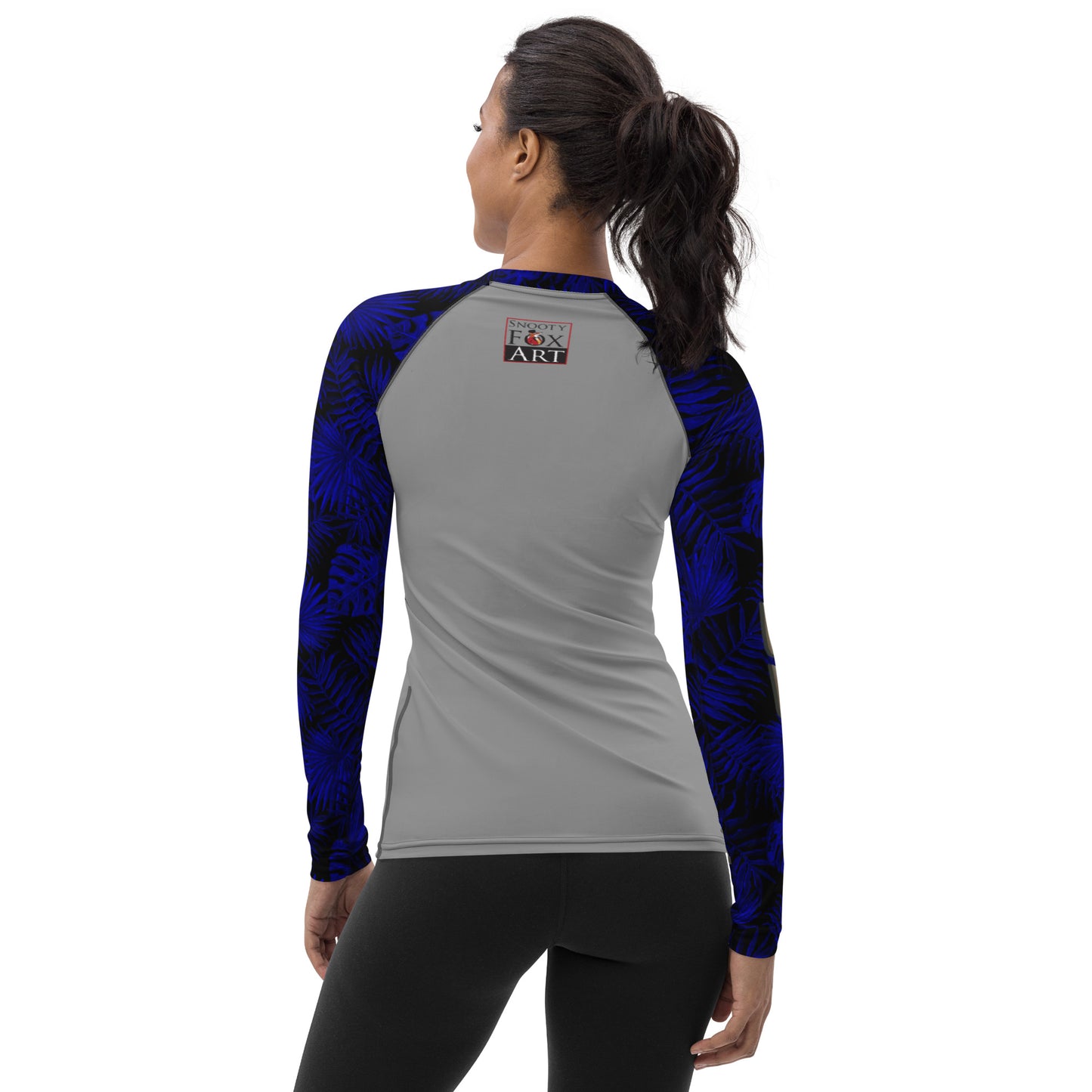 Snooty Fox Art Women's Rash Guard - Calistyle - Dark Blue Palms