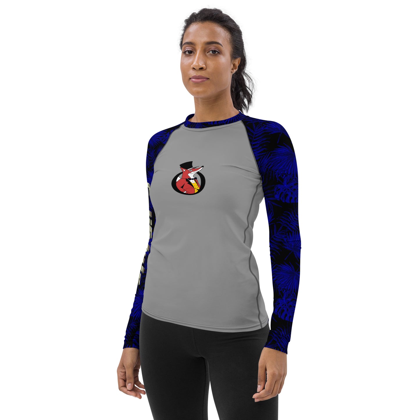 Snooty Fox Art Women's Rash Guard - Calistyle - Dark Blue Palms