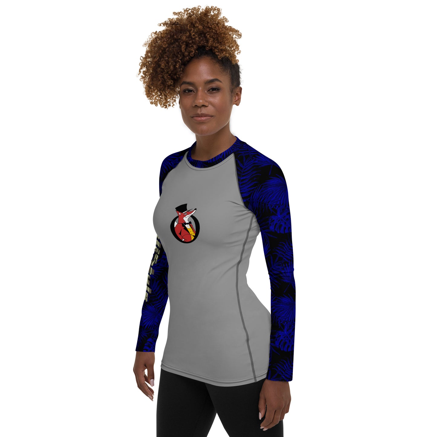 Snooty Fox Art Women's Rash Guard - Calistyle - Dark Blue Palms