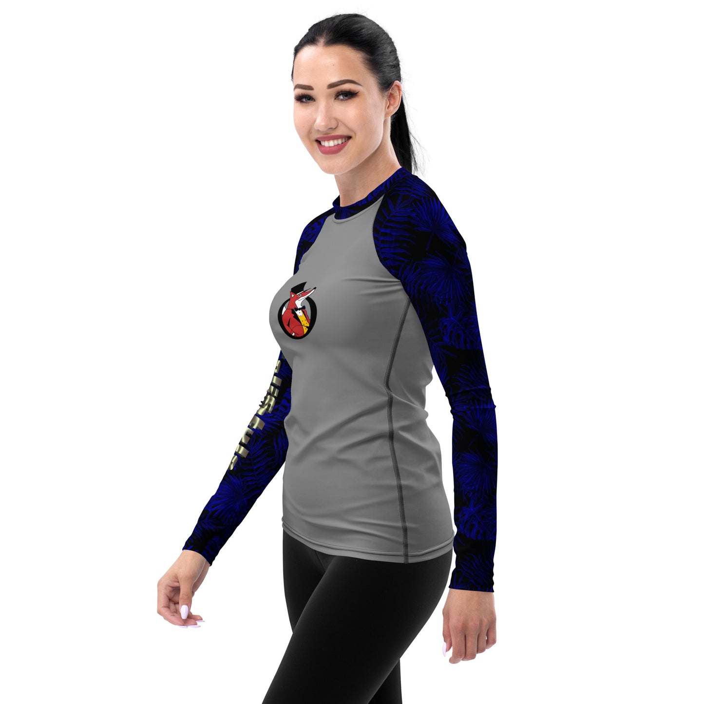 Snooty Fox Art Women's Rash Guard - Calistyle - Dark Blue Palms