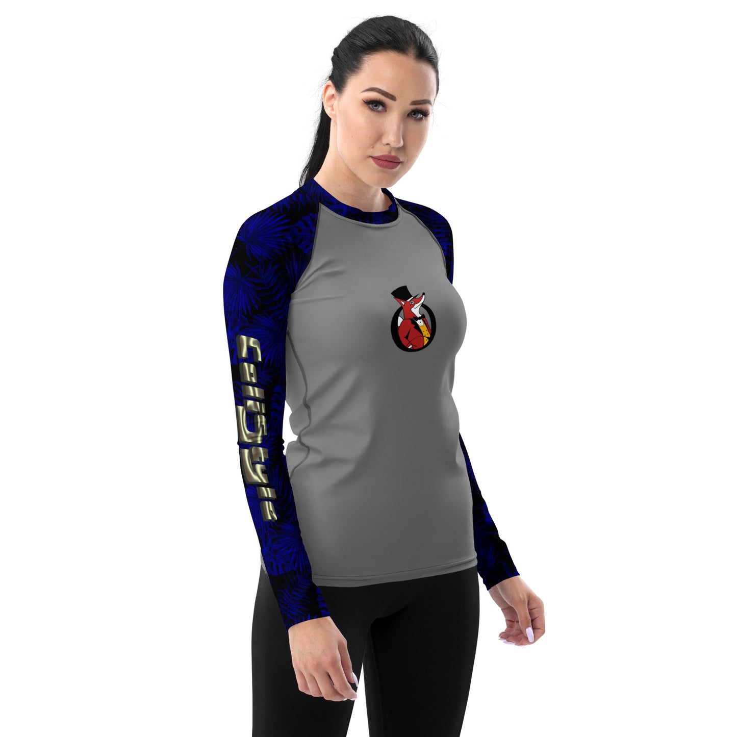 Snooty Fox Art Women's Rash Guard - Calistyle - Dark Blue Palms