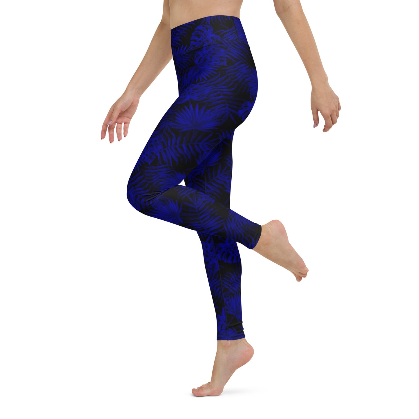 Snooty Fox Art Classic Yoga Leggings - Dark Blue Palm Pattern