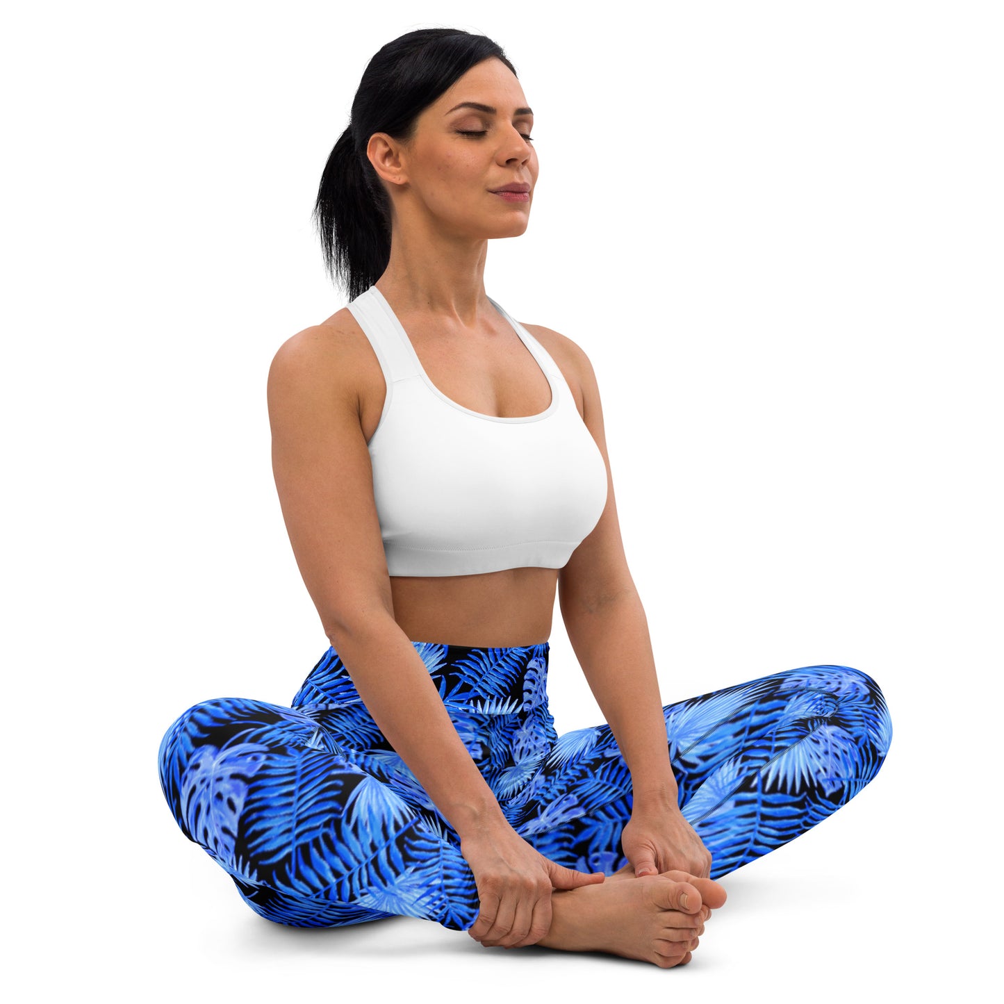 Snooty Fox Art Classic Yoga Leggings - Blue Palm Pattern