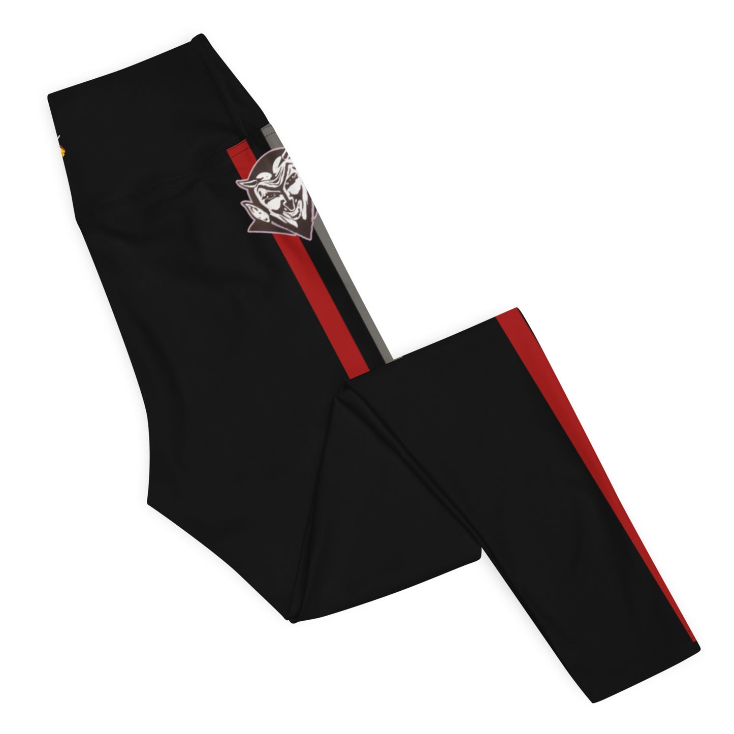Snooty Fox Art Yoga Leggings - Red and Gray Stripes