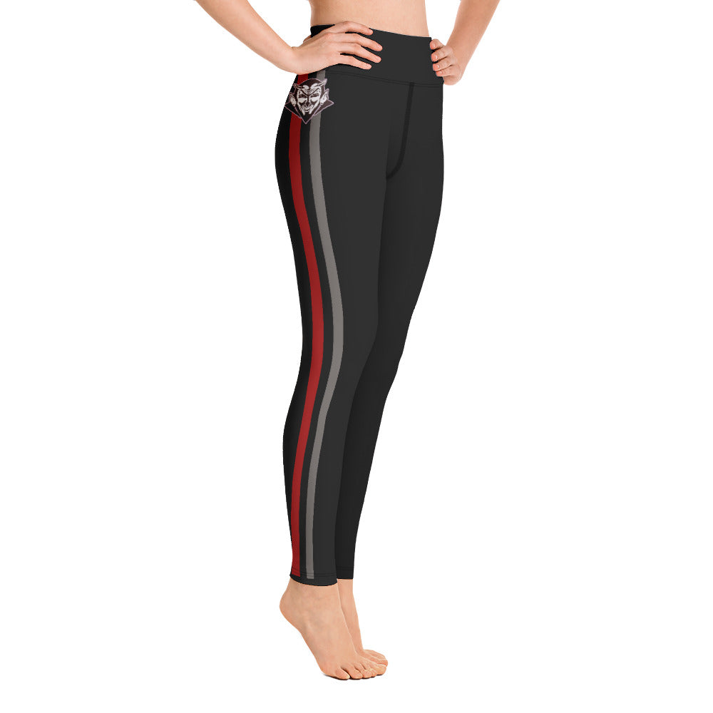 Snooty Fox Art Yoga Leggings - Red and Gray Stripes
