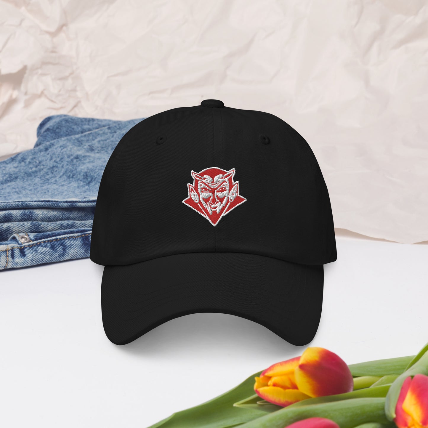 Snooty Fox Art Dad Hat - Red Devil Logo