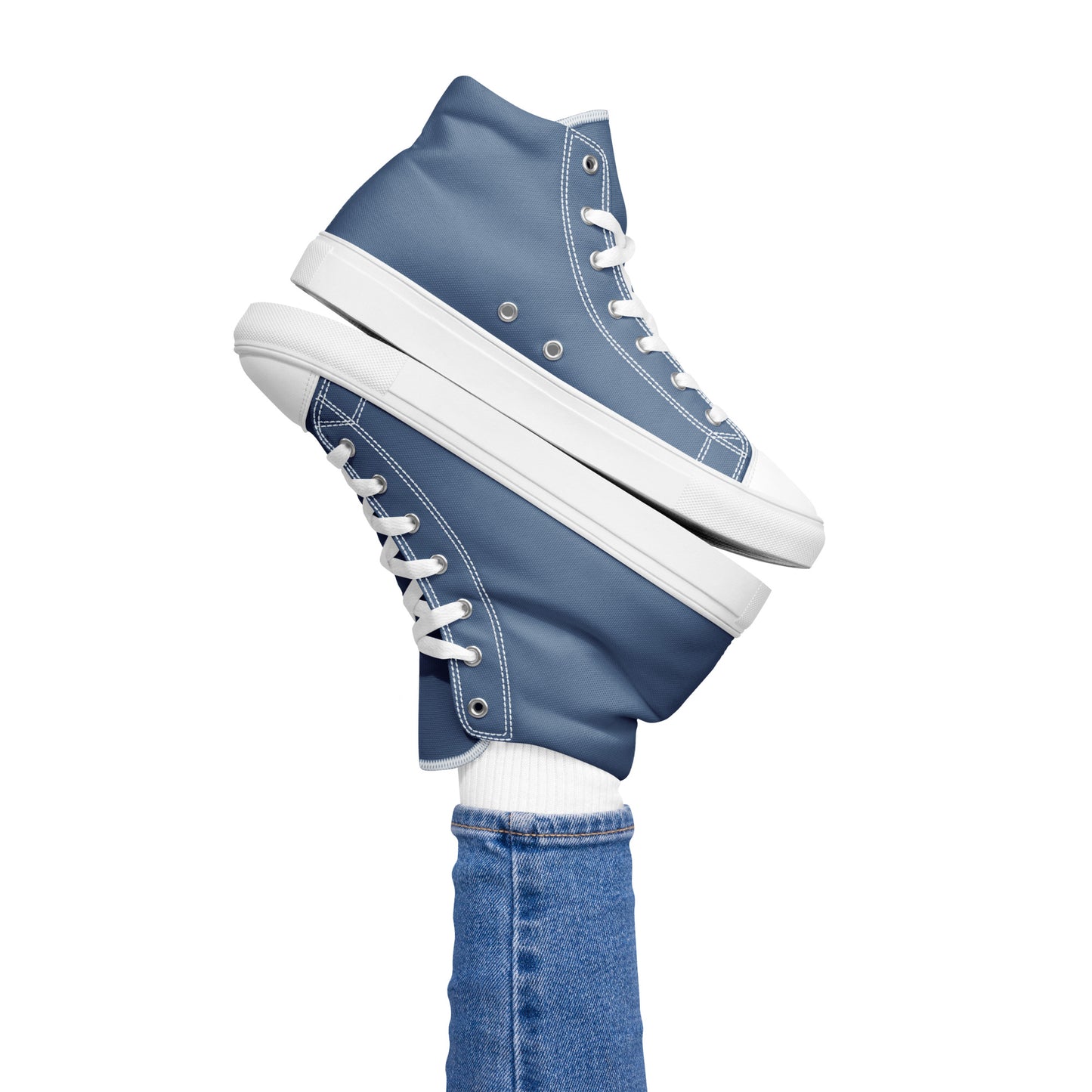 Snooty Fox Art Women’s High Top Canvas Shoes - Blue Perennial