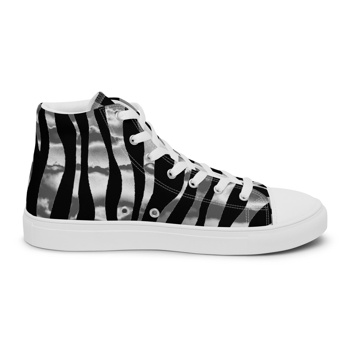 Snooty Fox Art Women’s High Top Canvas Shoes - Silver Tiger