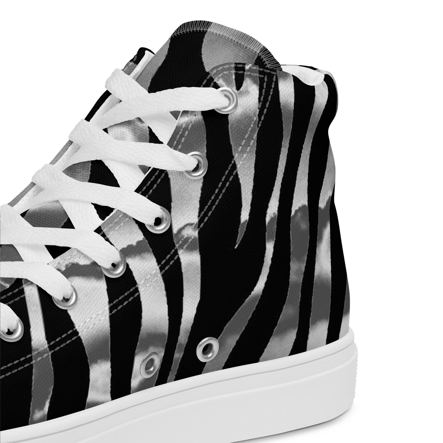 Snooty Fox Art Women’s High Top Canvas Shoes - Silver Tiger