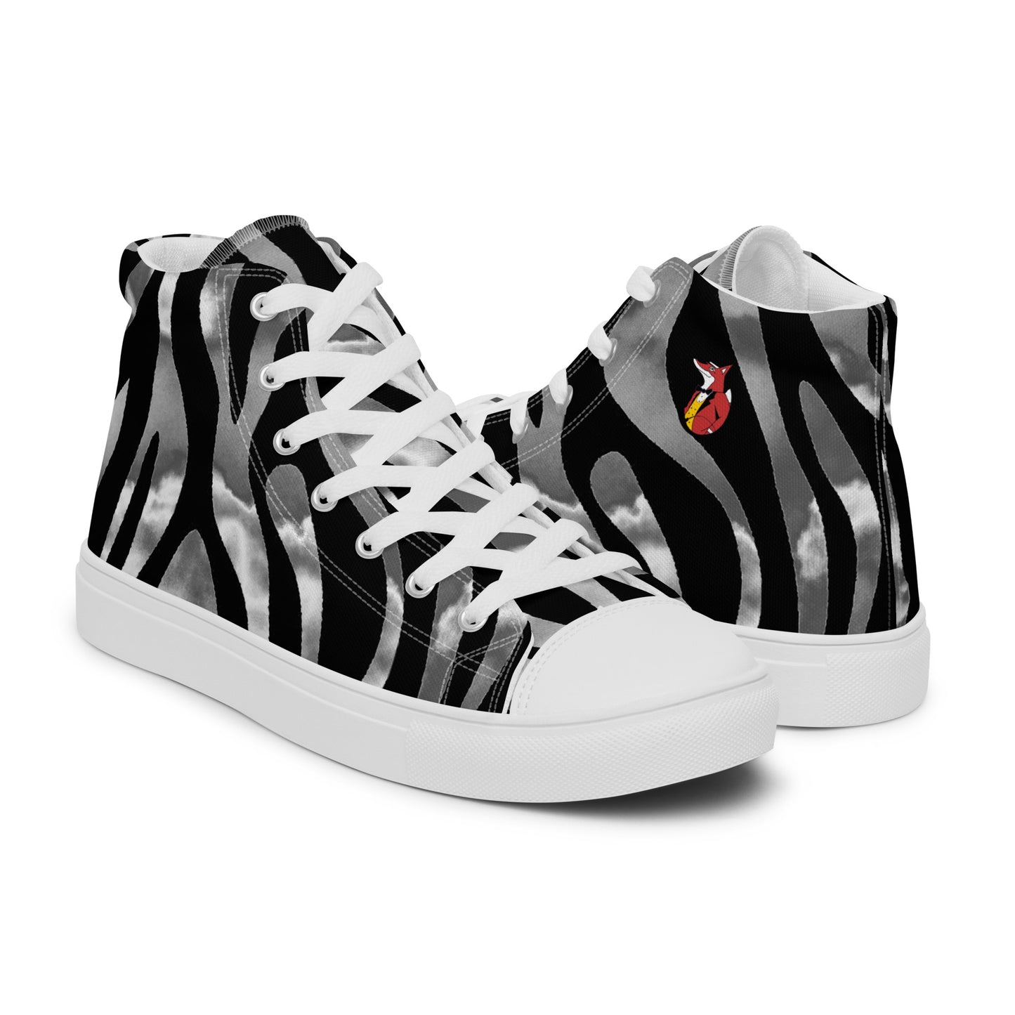 Snooty Fox Art Women’s High Top Canvas Shoes - Silver Tiger